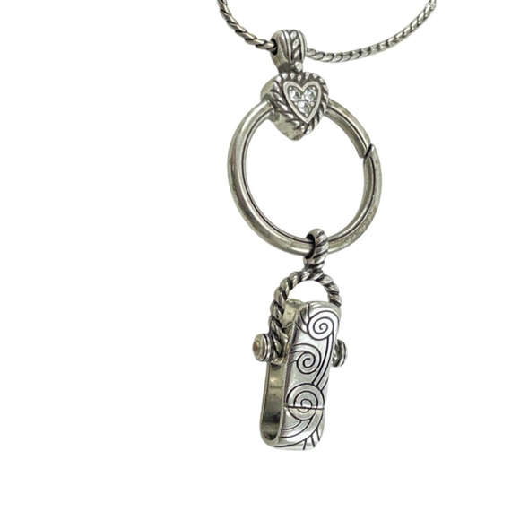 Brighton Silver Tone Swirl Lanyard ID Charm Holder 1719 - Picture 1 of 6